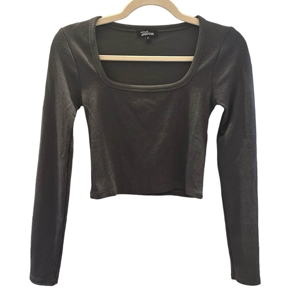 LONG SLEEVE GRAY CROP TOP